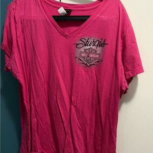 Harley-Davidson Pink V-Neck Women's Top